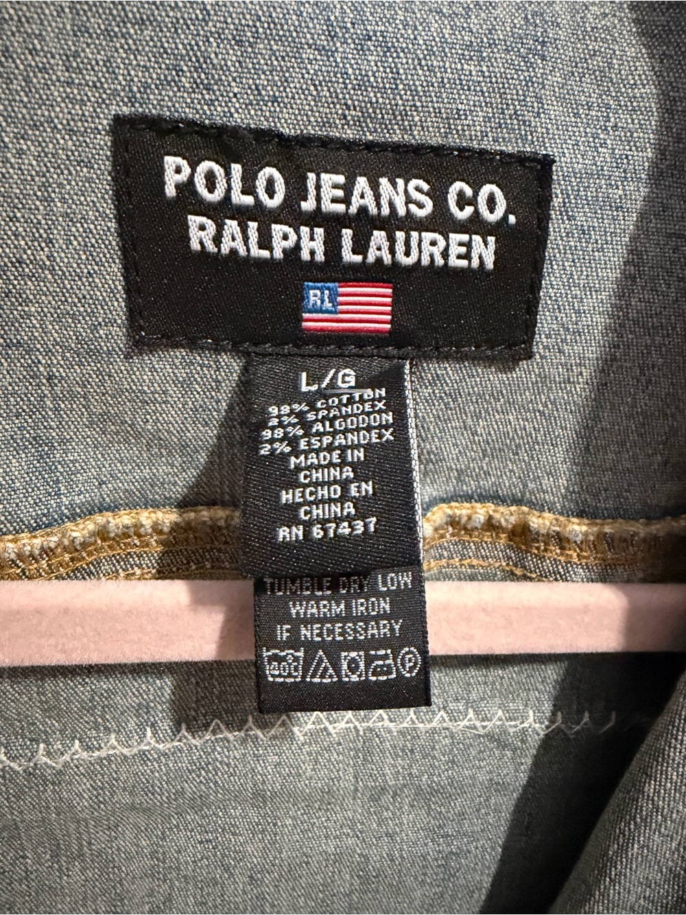 Polo Ralph Lauren 90s Classic Denim Jacket American Flag Corduroy L - Picture 8 of 10